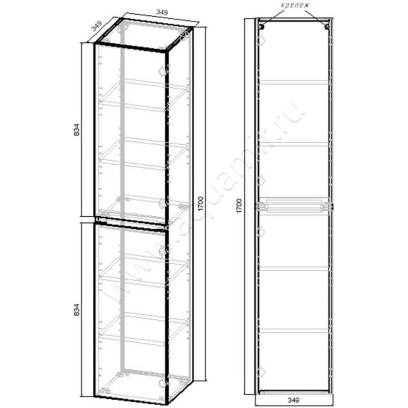 Шкаф-пенал Vincea Norma VSC2NF170VO размеры