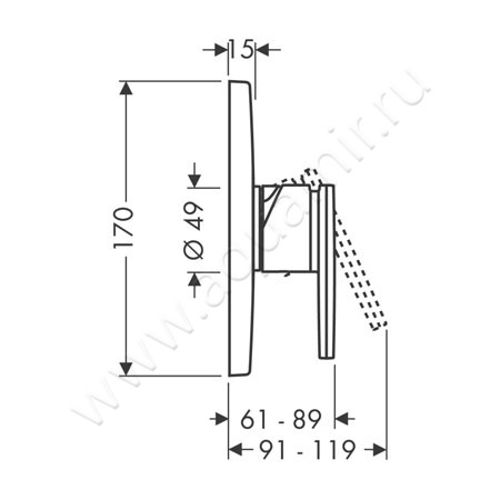 Однорычажный смеситель для душа Hansgrohe Axor Citterio 39655000 размеры