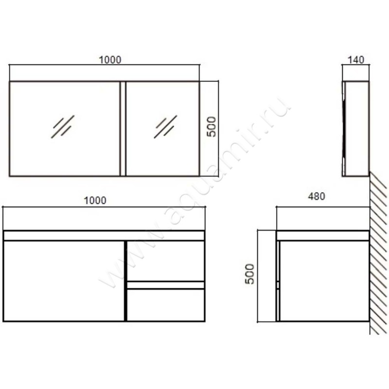 Зеркало-шкаф BelBagno BB1000PAC/TL размеры