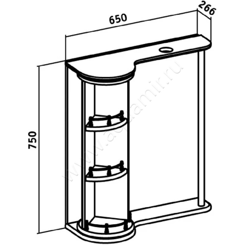 Зеркало-шкаф Runo Секрет 00000000580 размеры
