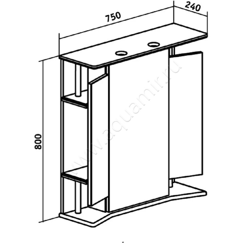 Зеркало-шкаф Runo Валенсия 00000000019 размеры