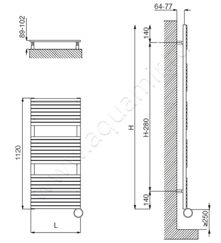 Электрический полотенцесушитель Cordivari Stefania 3581610401112 размеры