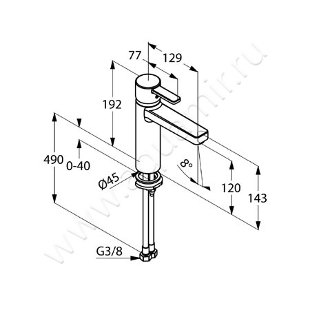 Смеситель для раковины Kludi ZENTA 382650575 размеры