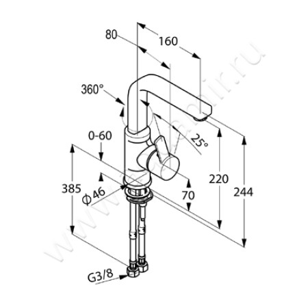Смеситель для раковины Kludi ZENTA 420260575 размеры