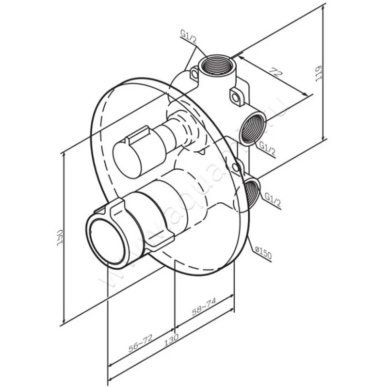 Смеситель для ванны AM.PM X-Joy F85A95600 размеры