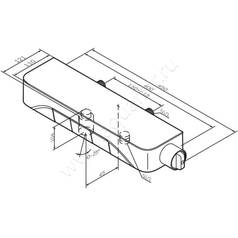Смеситель для ванны AM.PM Func F8F10522 размеры