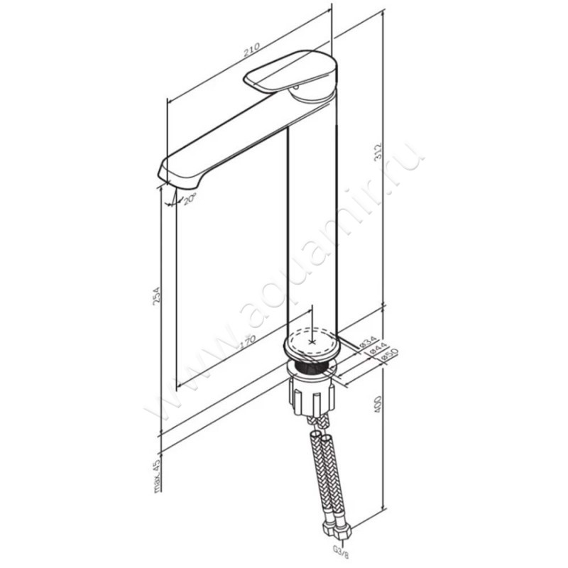 Смеситель для раковины AM.PM Func F8F92022 размеры