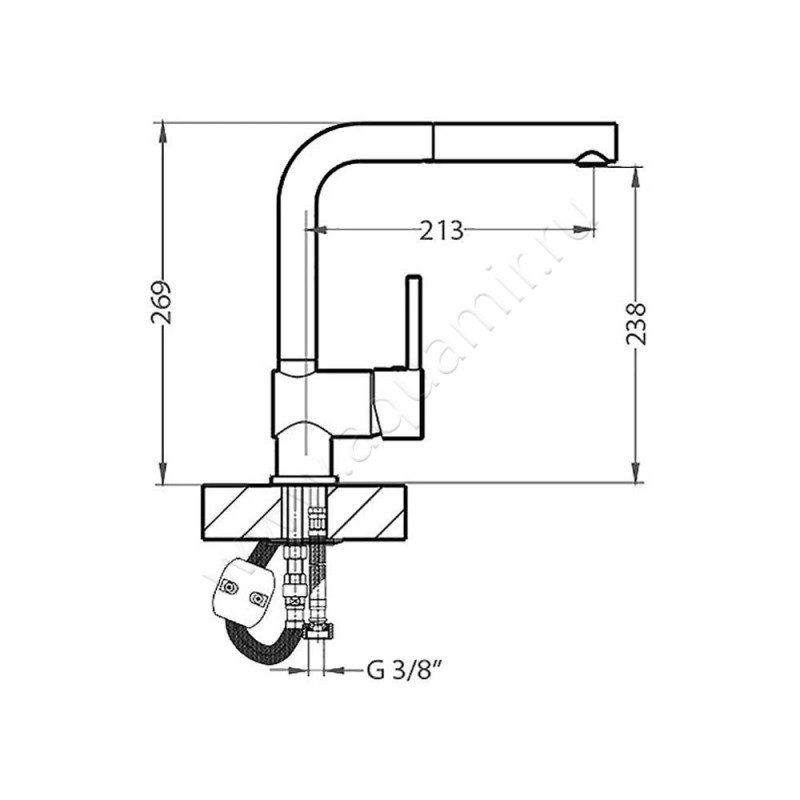 Смеситель для кухни Alveus Azeta-P 1096119 размеры