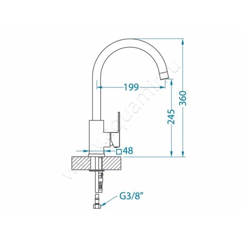 Смеситель для кухни Alveus Santo 1129041 размеры