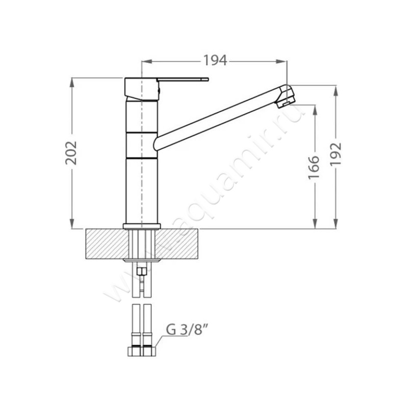 Смеситель для кухни Alveus Zenit 1119873 размеры