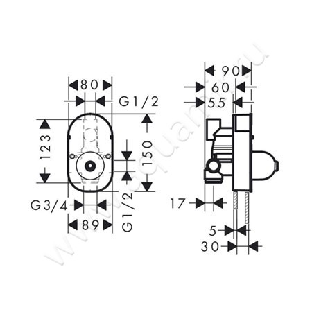 Скрытая часть Hansgrohe Universal 31741180 размеры