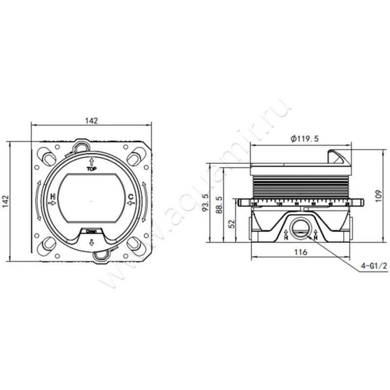 Смеситель для ванны AQUAme AQM8801MB размеры