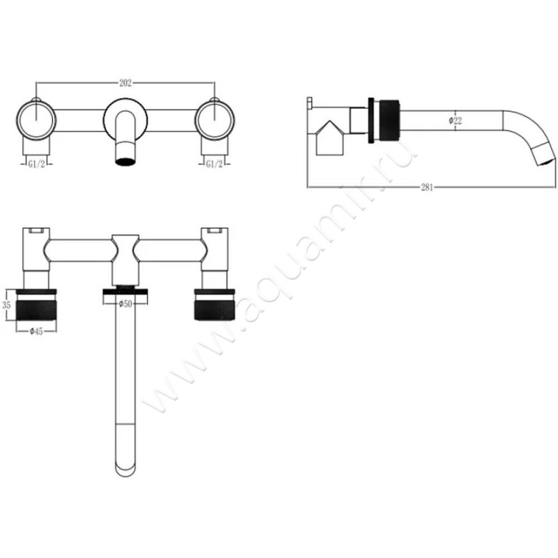 Смеситель Boheme Aura 1522GA размеры