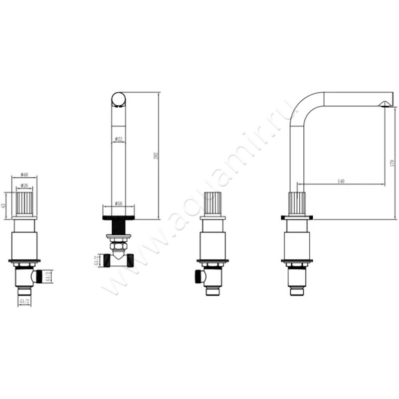 Смеситель для раковины Boheme Aura 152CRA размеры