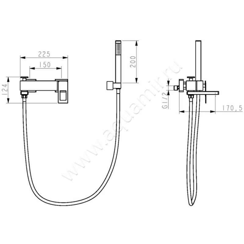 Смеситель для ванны Boheme Q 143WG2 размеры