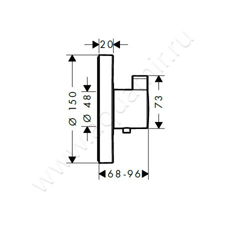 Термостатический смеситель для душа Hansgrohe ShowerSelect S 15741000 размеры