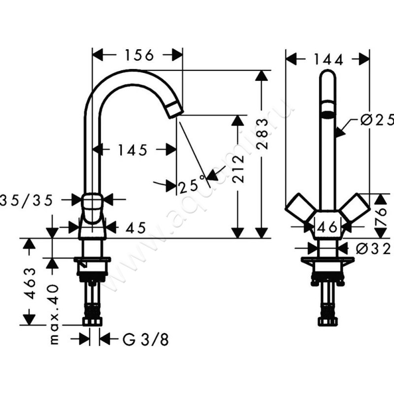 Смеситель для кухни Hansgrohe Logis M31 71280000 размеры