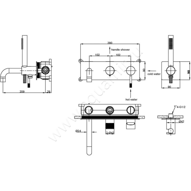 Смеситель Boheme Uno 4643MW размеры