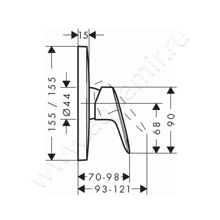 Смеситель для душа Hansgrohe Logis 71605000 размеры