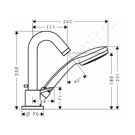 Смеситель для ванны Hansgrohe Logis 71310000 размеры