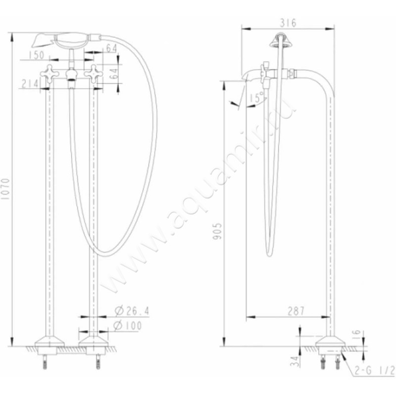 Смеситель Bravat Summer Rain F677111CB размеры