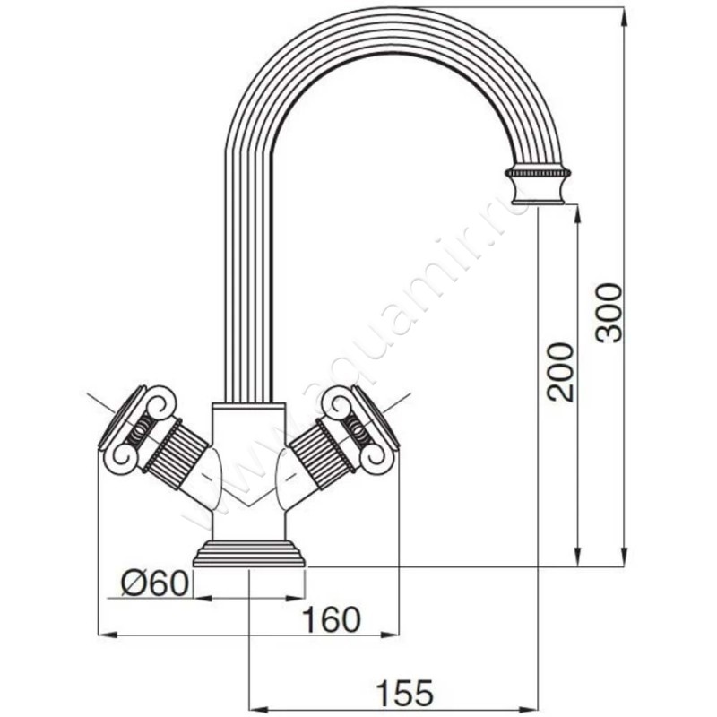 Смеситель для раковины Cezares Aphrodite APHRODITELS201M размеры