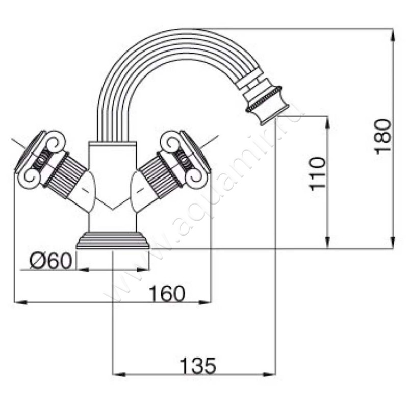 Смеситель для биде Cezares Aphrodite APHRODITEBS20324O размеры