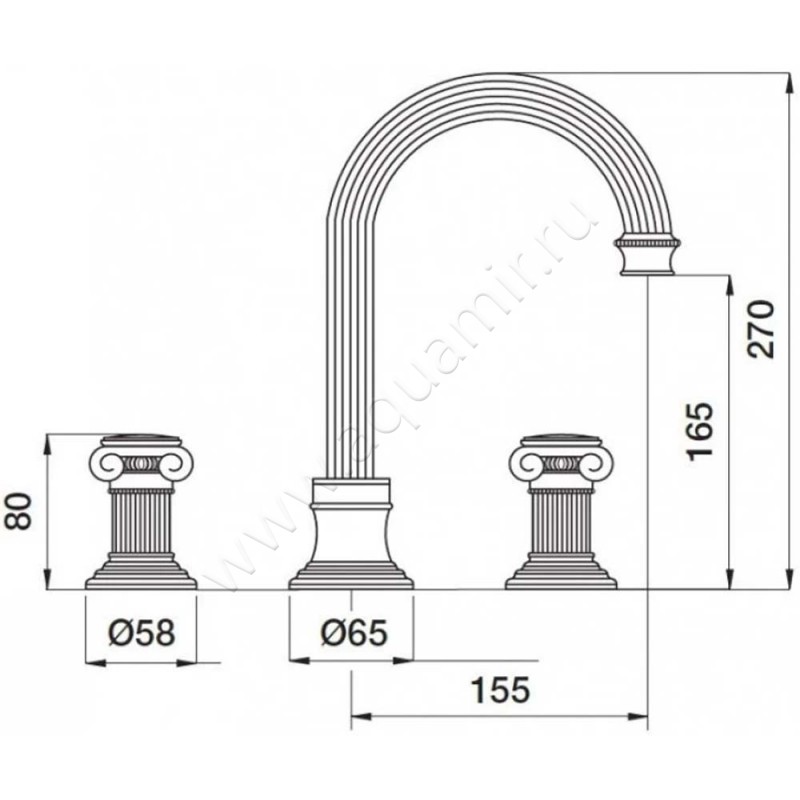 Смеситель для раковины Cezares Aphrodite APHRODITEBLS2A02SW размеры