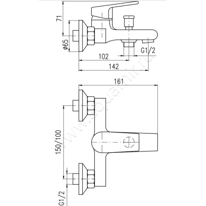 Смеситель для ванны Rav Slezak Colorado CO1545CMATC размеры