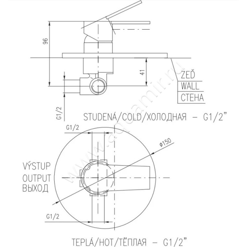 Смеситель Rav Slezak Colorado CO183LBC размеры