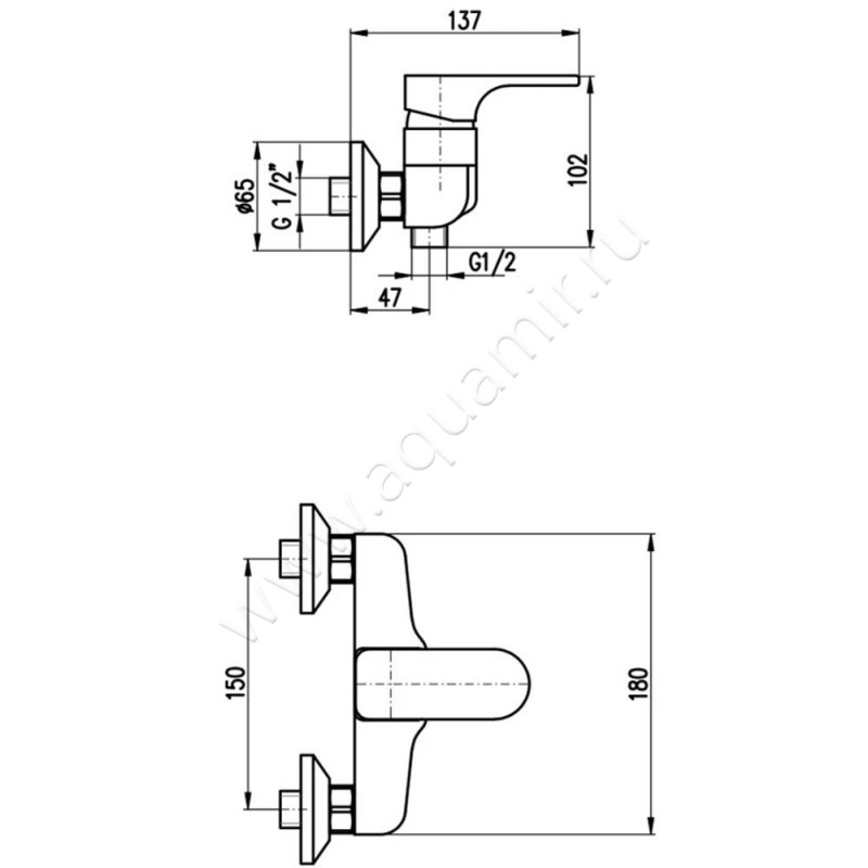 Смеситель для душа Rav Slezak Yukon YU1805CB размеры
