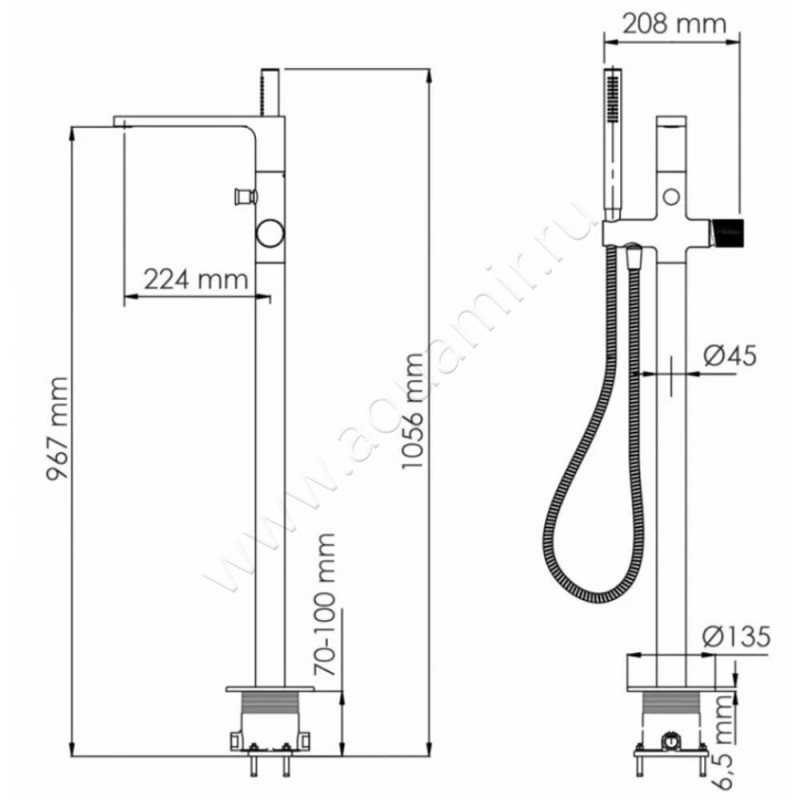 Смеситель Wasserkraft Mosel 4621 размеры