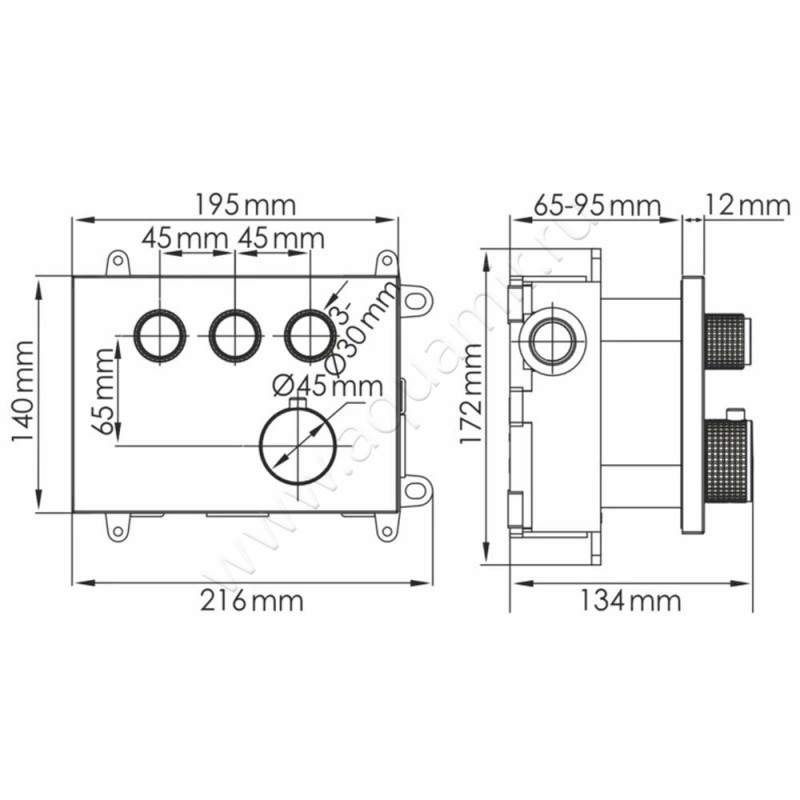 Смеситель Wasserkraft Wern 4258THERMO размеры