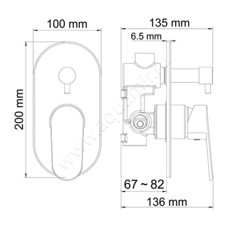 Смеситель для ванны Wasserkraft Donau 5341 размеры