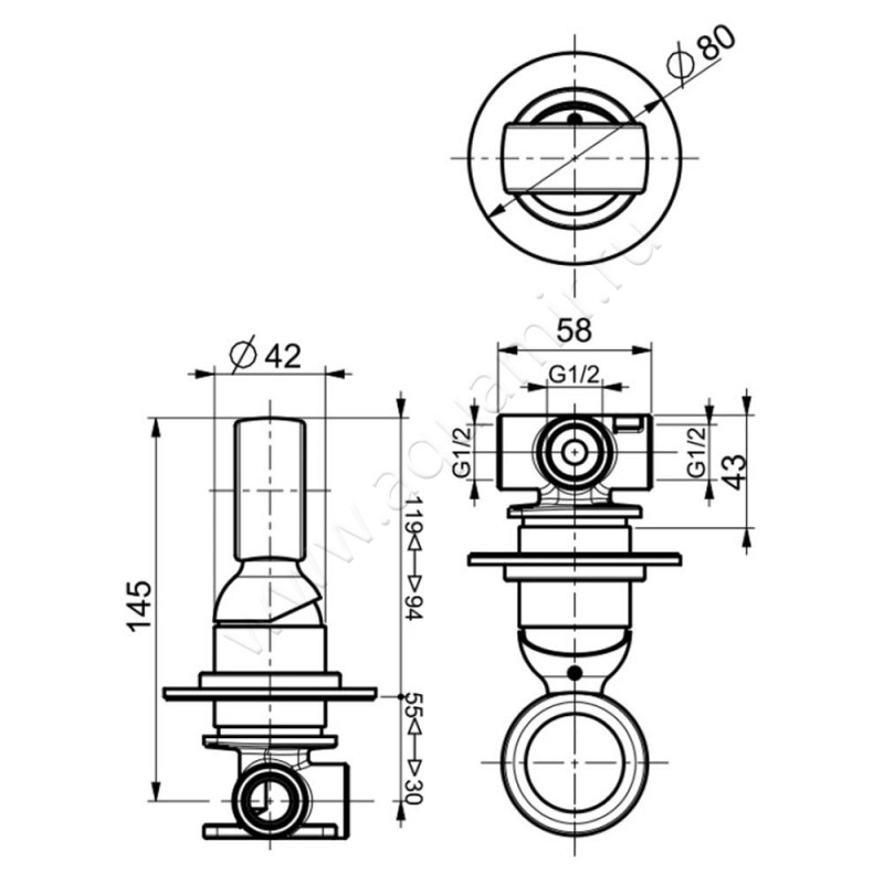 Смеситель Webert Opera OA880101980 размеры