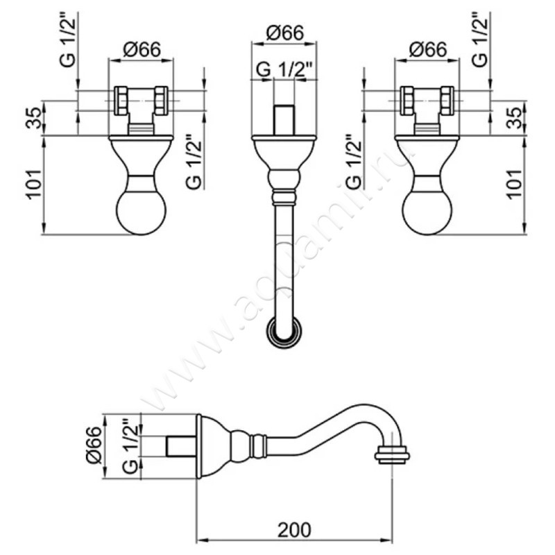 Смеситель Webert Karenina KA750404010 размеры