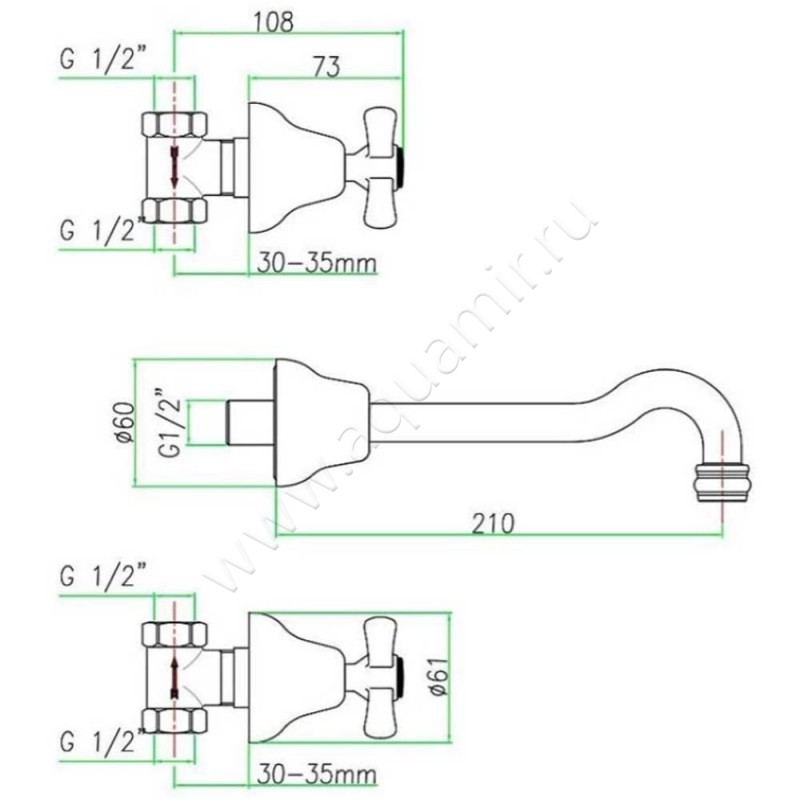 Смеситель Webert Armony AM750404010 размеры