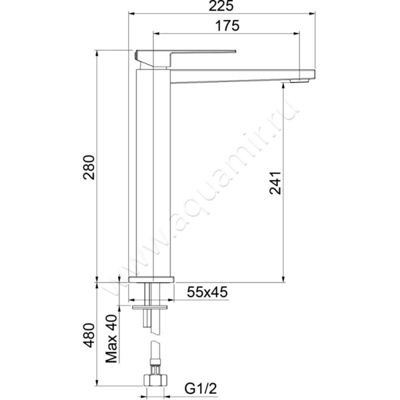 Смеситель Webert Pegaso PE830402015SSE размеры