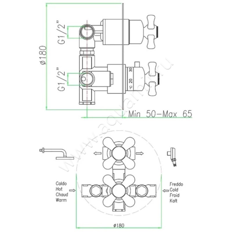 Смеситель Webert Armony AM970902065 размеры