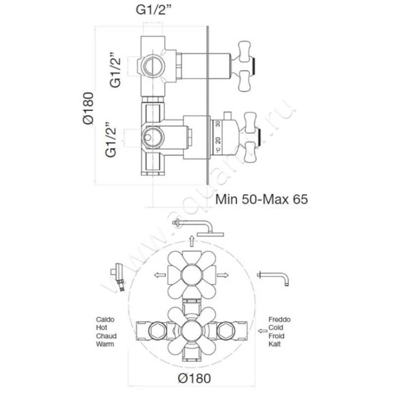 Смеситель Webert Armony AM970903015 размеры