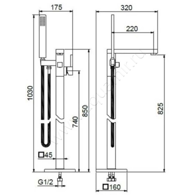 Смеситель Webert Pegaso PE851101740 размеры