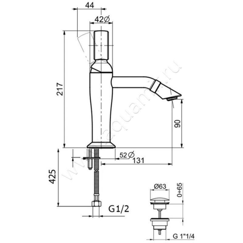 Смеситель для раковины Webert Opera OA830102065 размеры