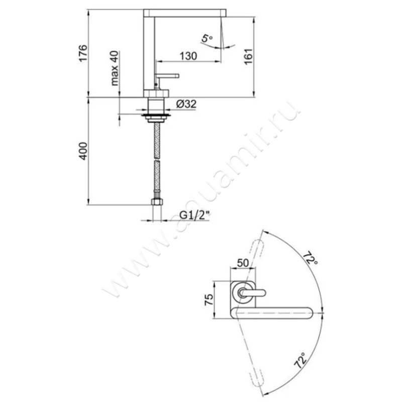 Смеситель для раковины Webert Living LV830102345 размеры