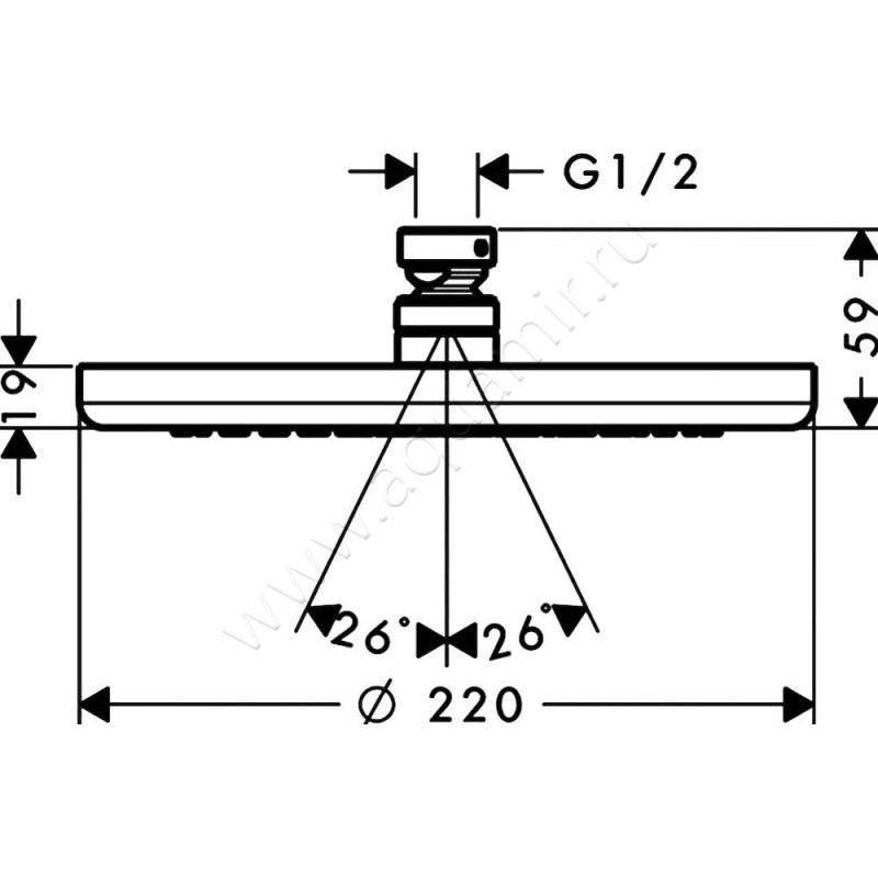 Верхний душ Hansgrohe Croma 26464000 размеры