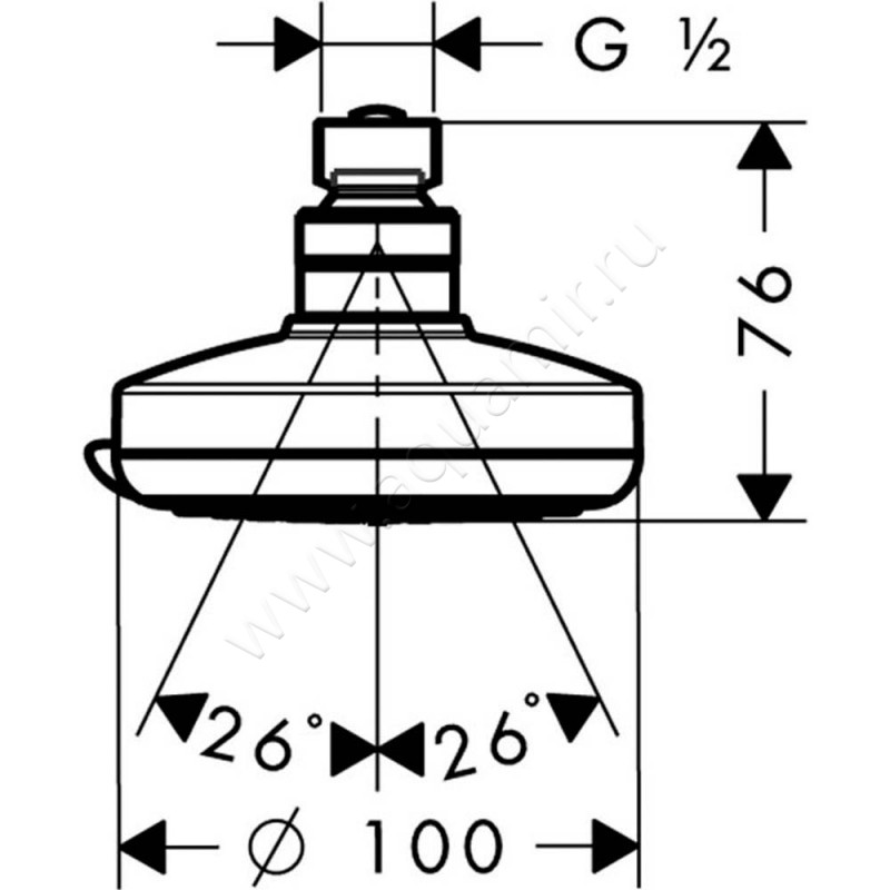 Верхний душ Hansgrohe Croma 100 27441000 размеры