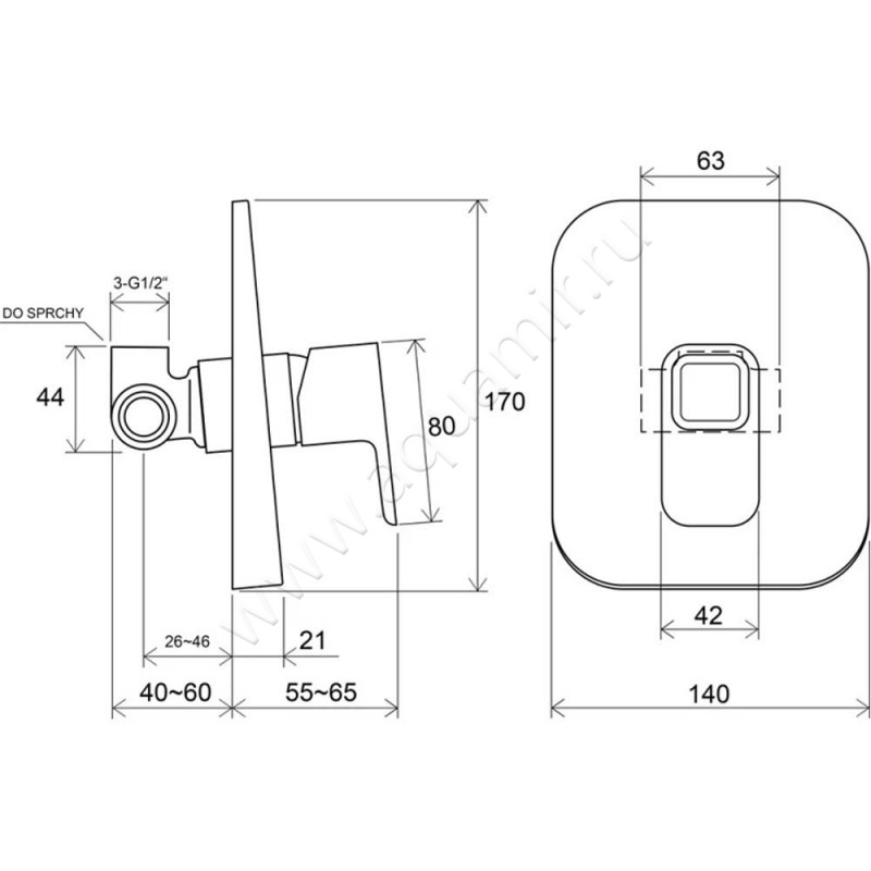 Смеситель Ravak 10 X070069 размеры