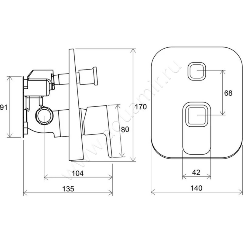 Смеситель Ravak 10 X070070 размеры