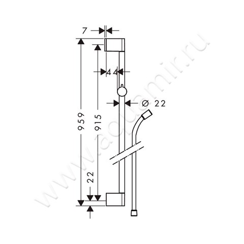 Штанга для душа Hansgrohe Unica’Croma 26504000 размеры
