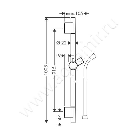 Штанга для душа Hansgrohe Unica’S Puro 28631000 размеры