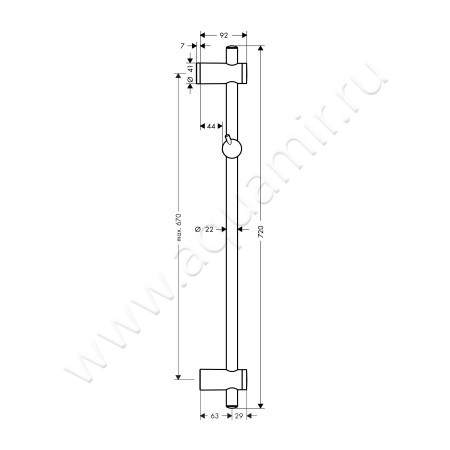 Штанга для душа Hansgrohe Unica Reno 27704000 размеры